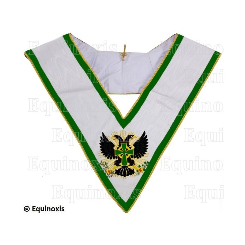 Sautoir maçonnique moiré – Rite Moderne d'Ecosse – Souverain Collège – Patriarche – Brodé machine