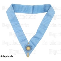Collerette maçonnique moirée – RER – Officier MESA – Bleue avec cocarde bleue et bossoir doré