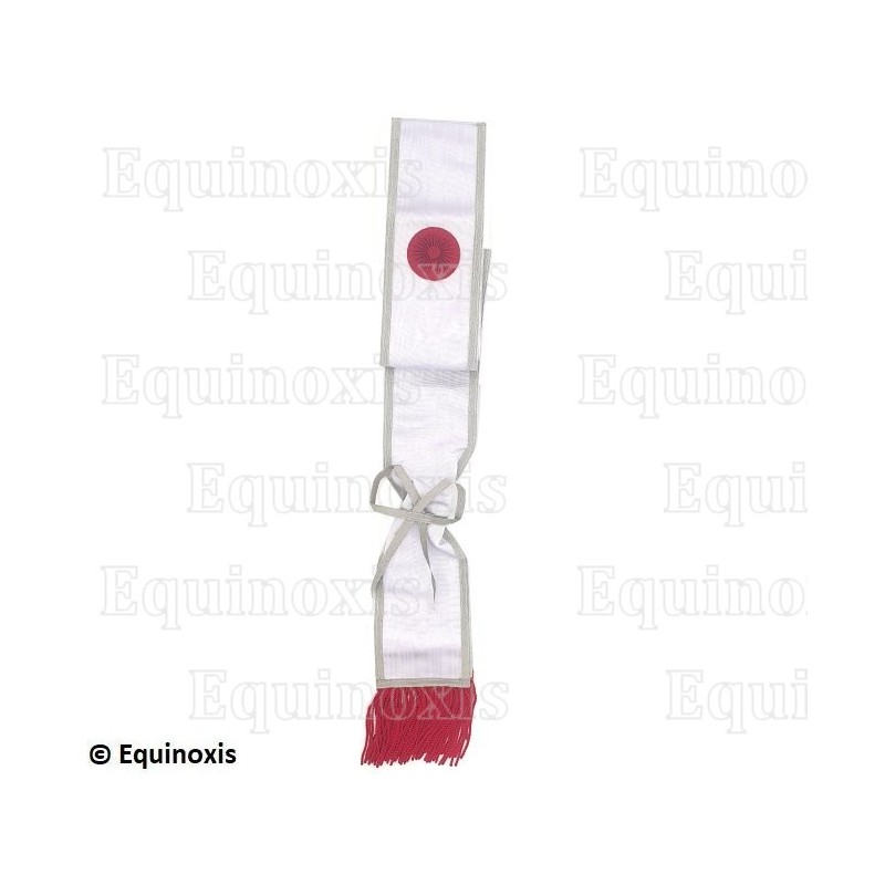Echarpe maçonnique moirée – CBCS – Blanche avec ruban blanc – Cocarde rouge