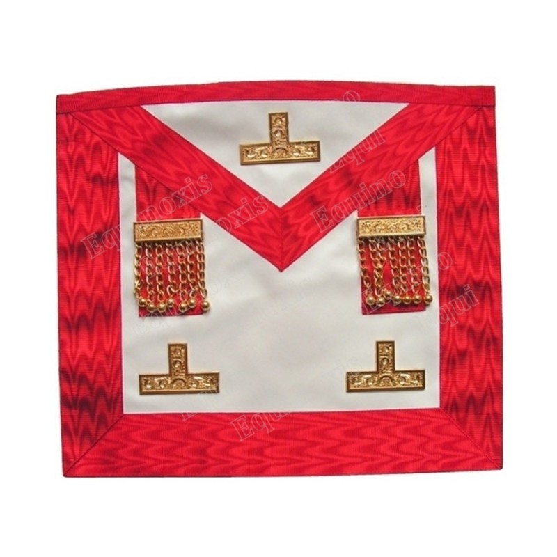 Tablier maçonnique en simili-cuir – REAA – Vénérable Maître – 3 taus + penderilles