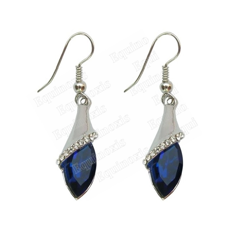 Boucles D'oreilles Pendantes En Cristal Bleu Et Blanc 4mm - Plaqué Argent - Neuves
