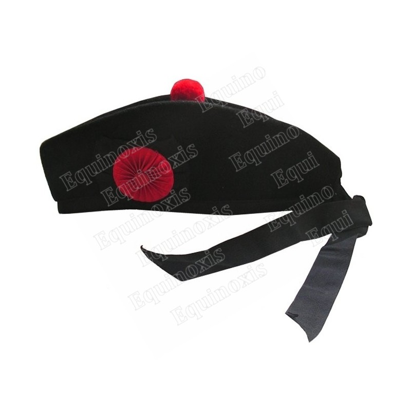 Couvre-chef maçonnique – Glengarry noir avec cocarde rouge – Taille 55