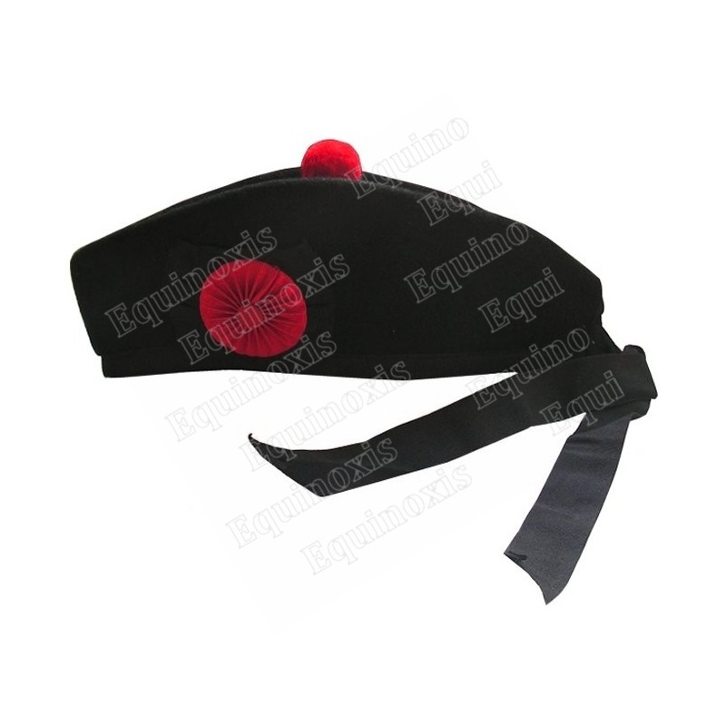 Couvre-chef maçonnique – Glengarry noir avec cocarde rouge – Taille 60