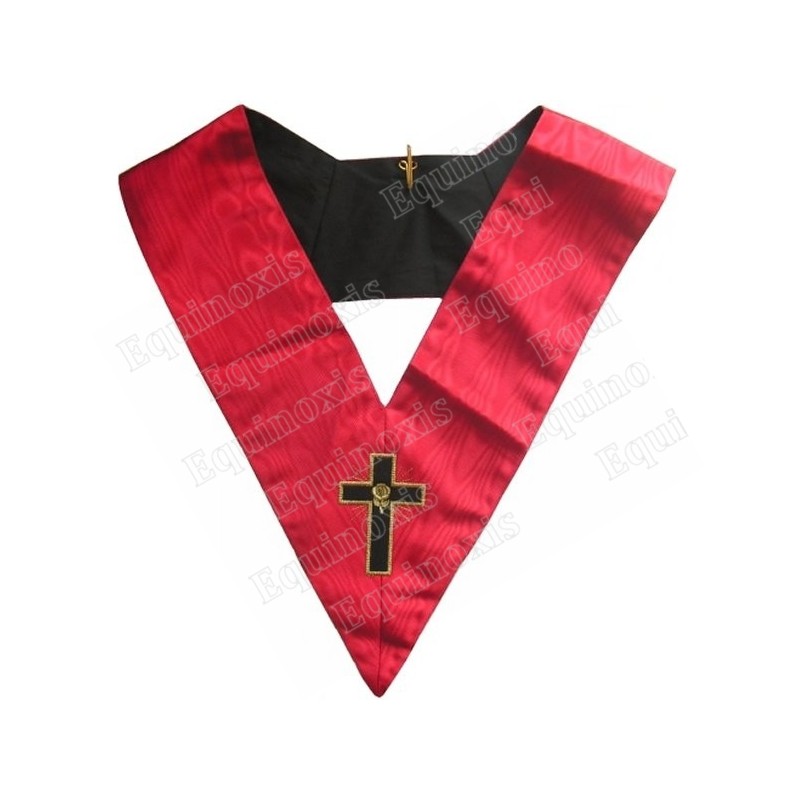 Sautoir maçonnique moiré – REAA – 18ème degré – Souverain Prince Rose-Croix –  Croix latine – Brodé machine