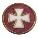 Pin\'s maçonnique – Croix templière émaillée blanc sur fond rouge