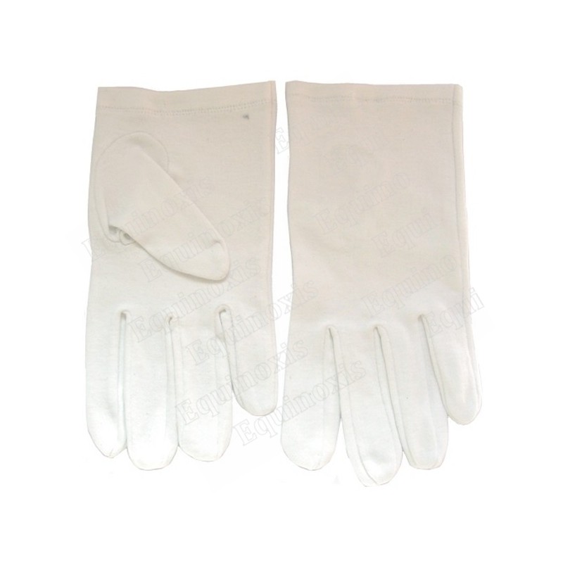 Gants maçonniques blancs courts pur coton – Taille L