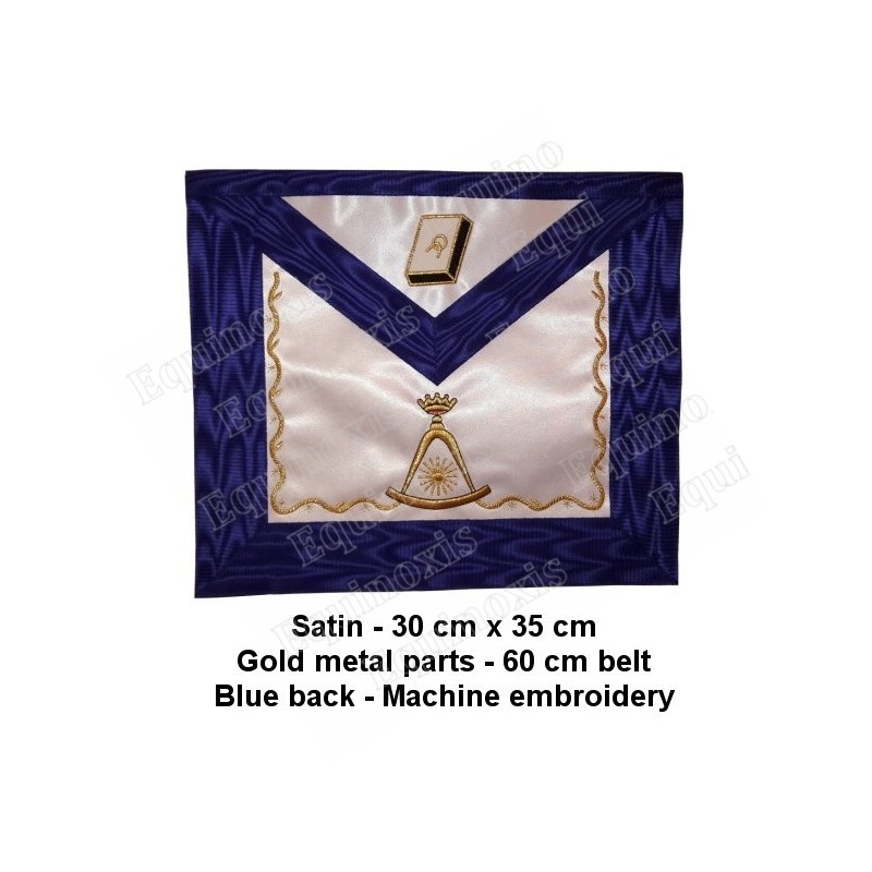 Tablier Maçonnique Provincial En Cuir D'Agneau Avec Niveaux Regalia Bleu 14x16