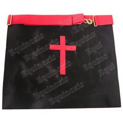 Tablier maçonnique en faux cuir – REAA – 18ème degré – Croix latine avec croix latine rouge au dos – Brodé machine